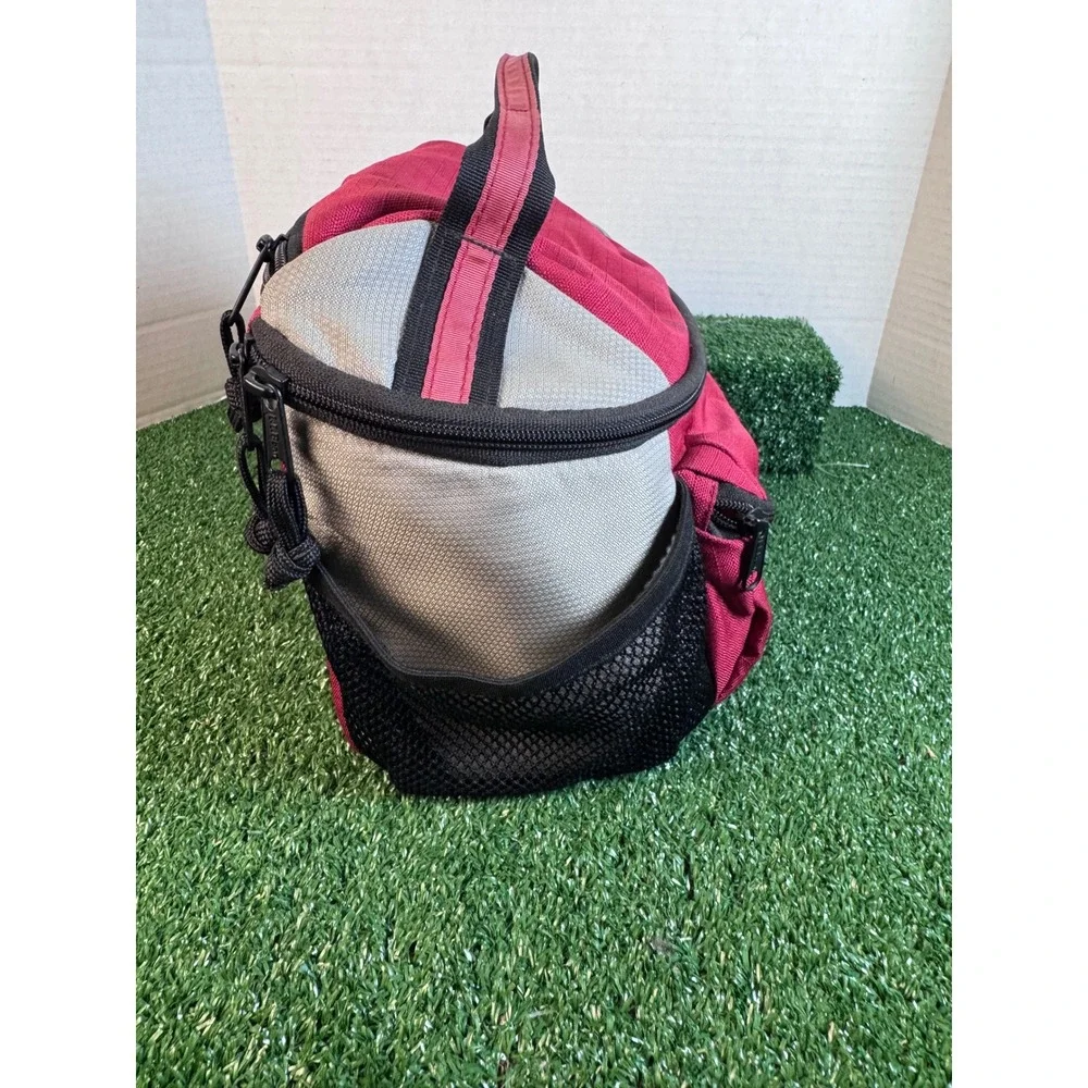 LL Bean Insulated Lunch Box Red Gray Zippered Cooler Bag Mesh Pockets